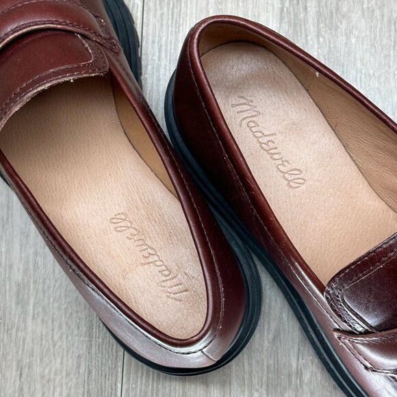 Madewell The Bradley Chunky Lugsole Loafer Women Sz 8 Leather Chunky Cherry Wood - Picture 10 of 13